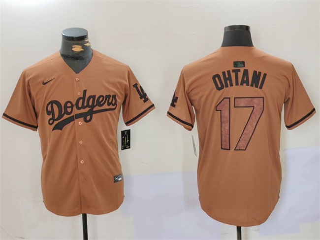 Men's Los Angeles Dodgers #17 Shohei Ohtani Brown Cool Base Stitched Baseball Jersey Men's Los Angeles Dodgers #17 Shohei Ohtani Brown Cool Base Stitched Baseball Jersey